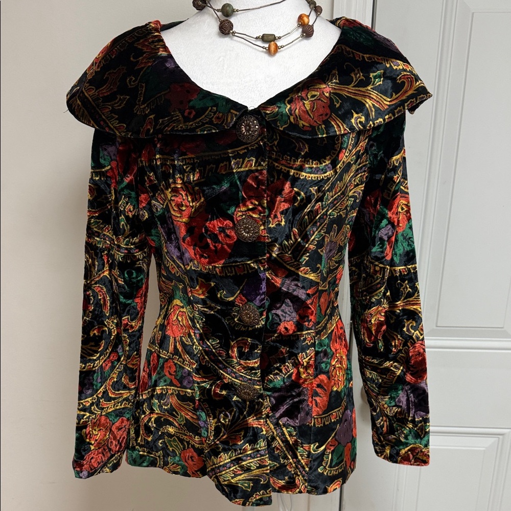 Rumors Vintage Elegant Multicolor Velvet Women's Top size Medium
